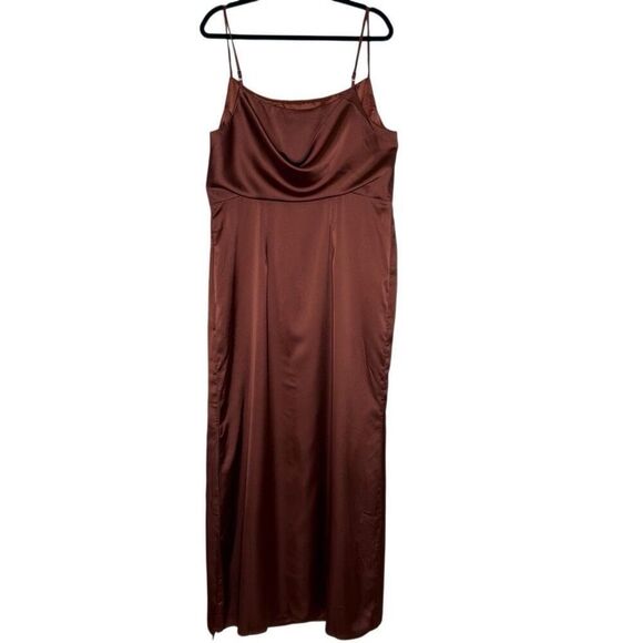 Sugar Lips Baltic Born Copper Brown Charisma Drape Neck Maxi Dress Sz 1X NWT - Picture 4 of 15